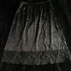 Satin Long Lace Trim Skirt Slip